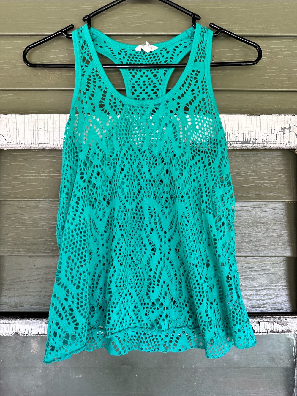 Aeropostale Teal Crochet Racerback Swim Cover-Up